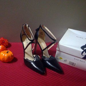 Nine West Black Leather Heels   8M